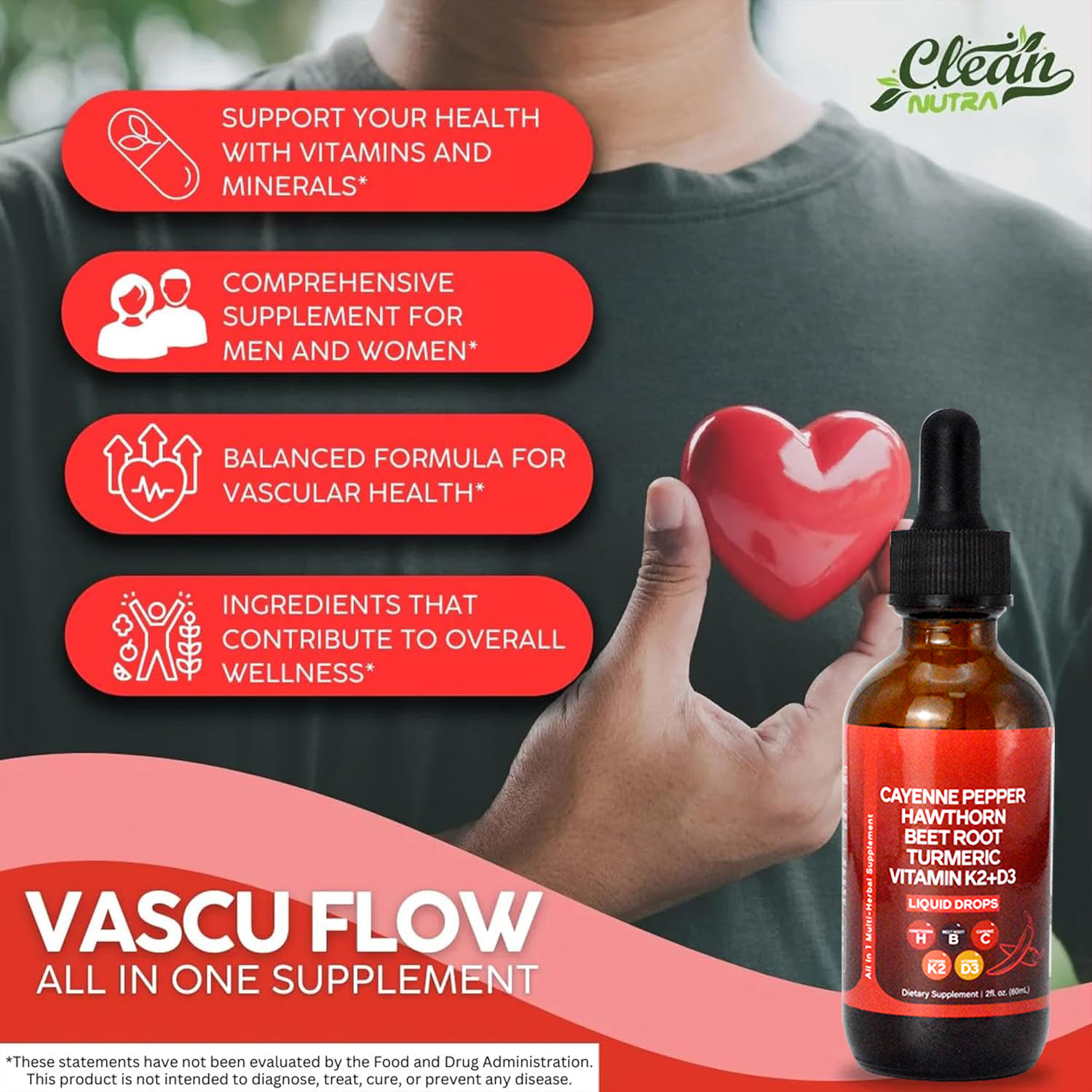 Vitamin D3 K2 Drop - 60ML Liquid Cayenne Pepper Drops Organic