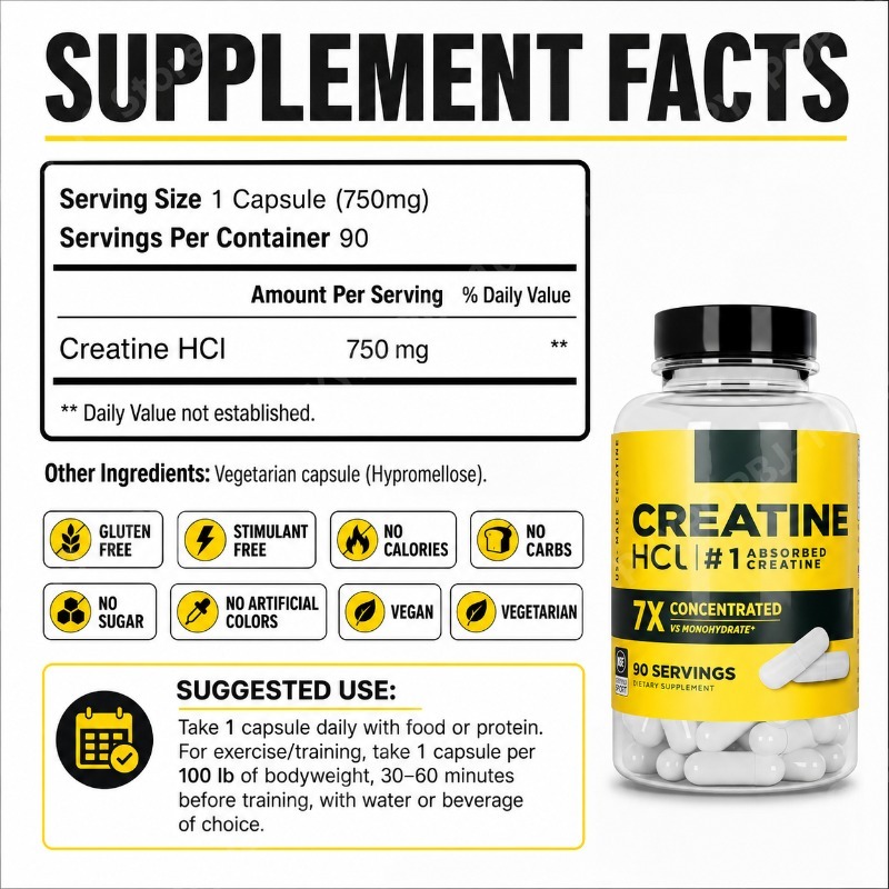 Creatine HCl 750mg 90 Capsules - Creatine Hcl Capsule recension och pris