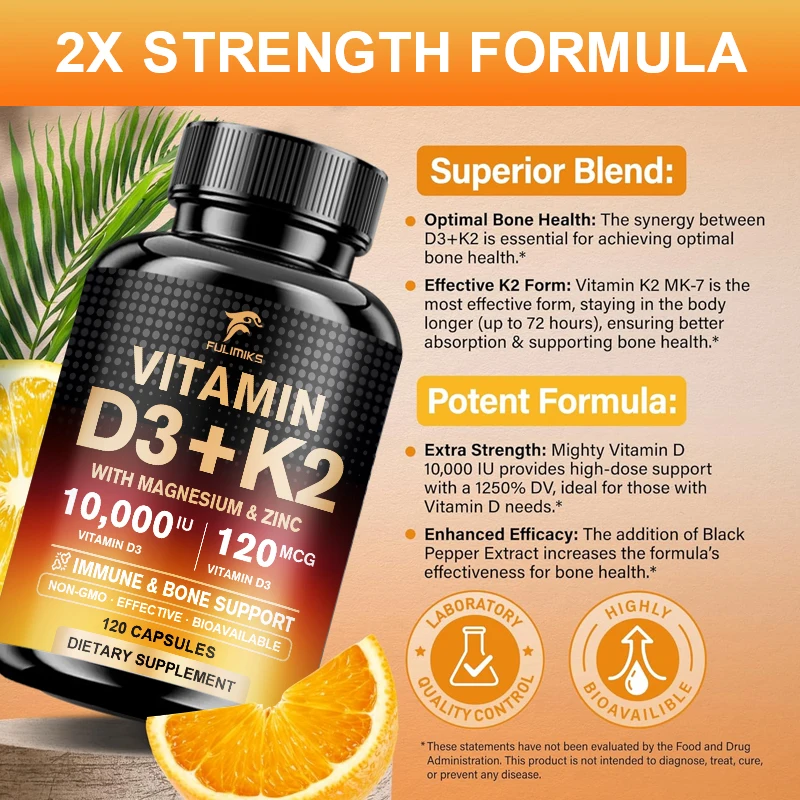 10000IU Vitamin D3 K2 Suppleme - Vitamin D3 K2 Drop recension och pris
