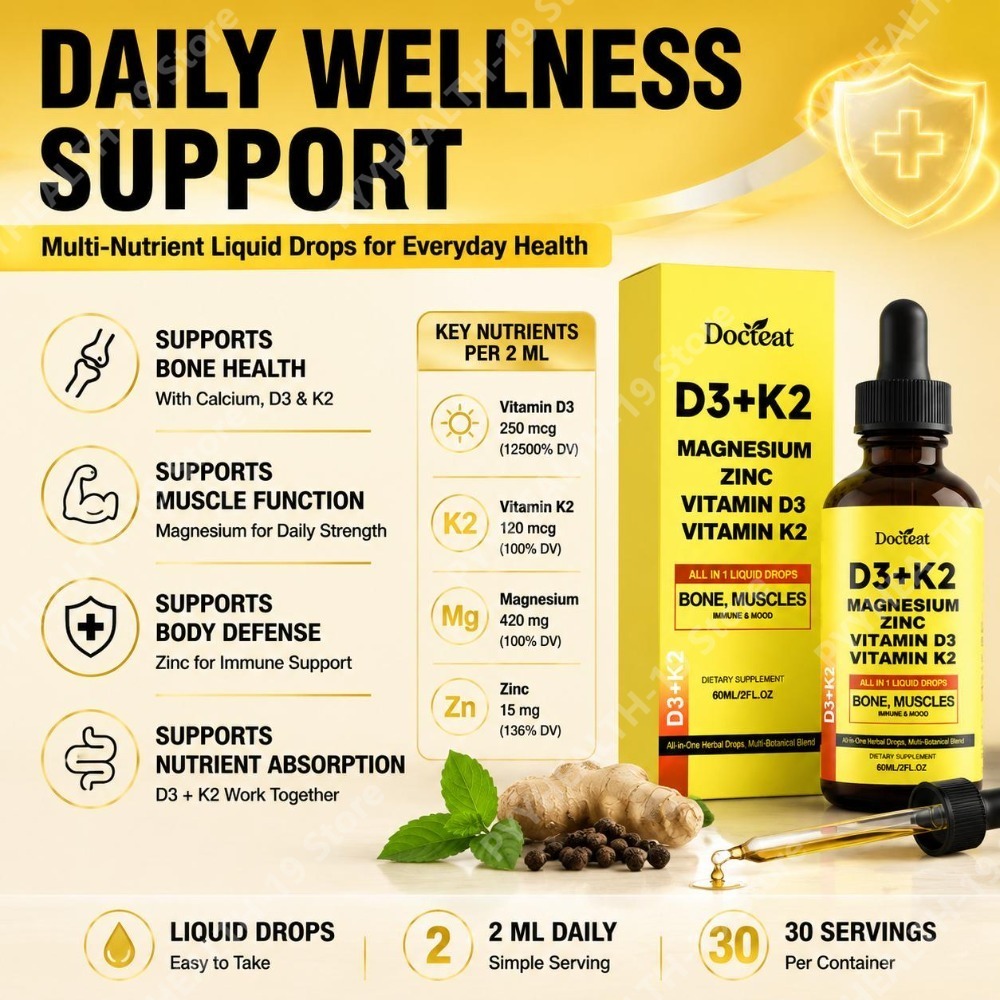 Docteat D3+K2 Liquid Drops wit - Vitamin D3 K2 Drop recension och pris