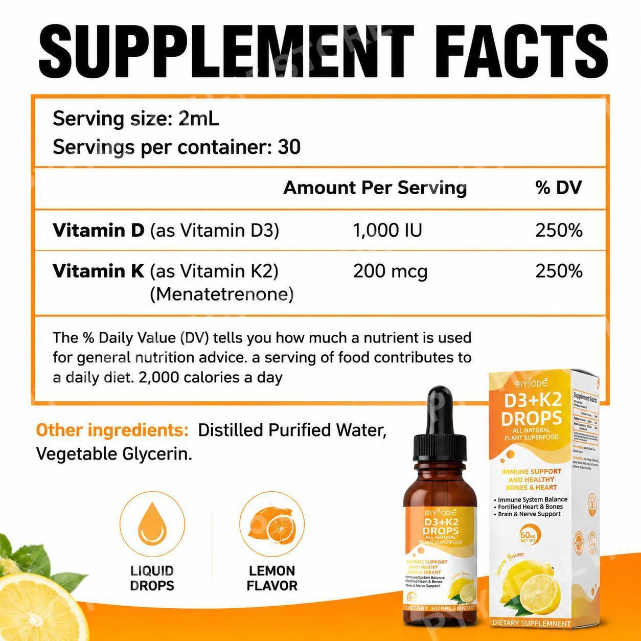 BIYODE Vitamin D3 K2 Liquid Dr - Vitamin D3 K2 Drop recension och pris